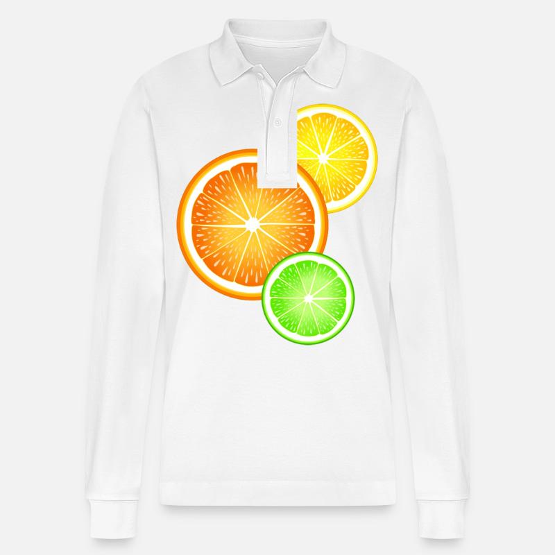 Agrumi Arancia Limone Lime - Polo a manica lunga ecologica unisex Prepster di Stanley/Stella - bianco