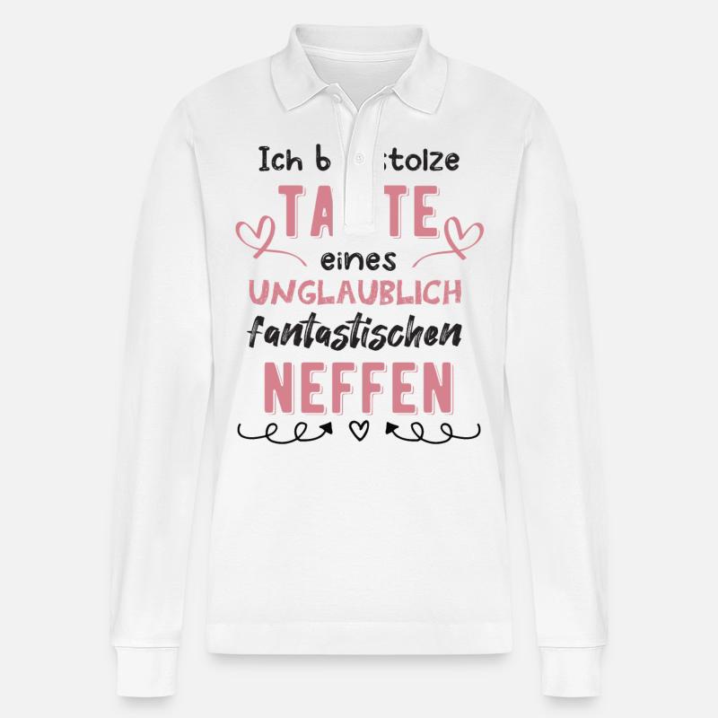 Stolze Tante von Neffe - Stanley/Stella Unisex Bio-Langarm-Poloshirt Prepster - Weiß