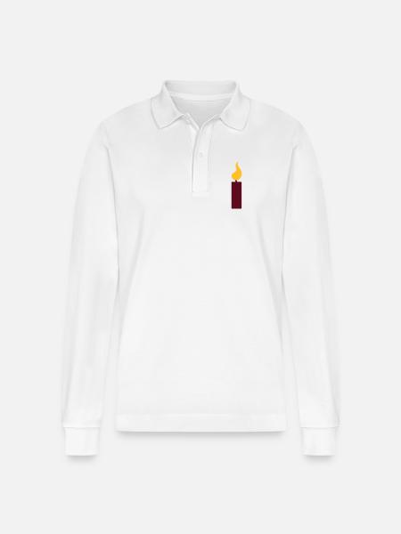 1st birthday - candle - Stanley/Stella Organic Unisex Long-Sleeved Polo Shirt Prepster - white