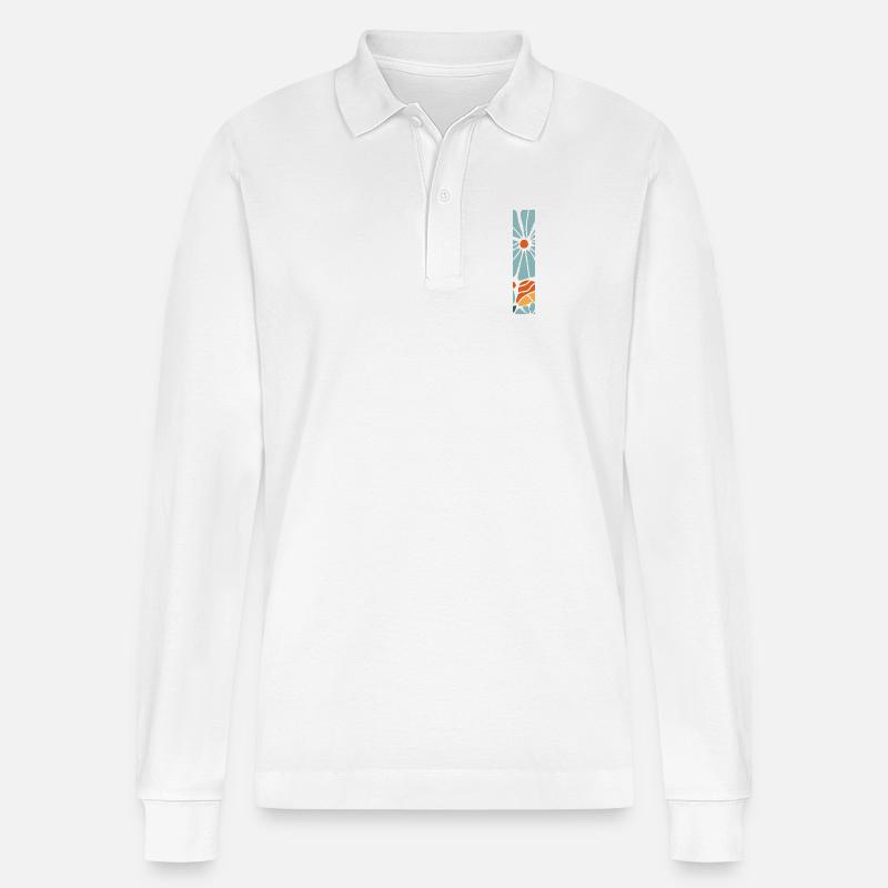 Buchstabe i Blumen groovy Geschenkidee - Stanley/Stella Unisex Bio-Langarm-Poloshirt Prepster - Weiß