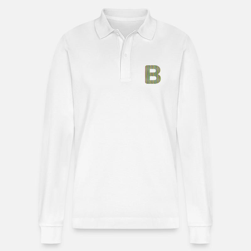 Buntes Herz-B Design – Einzigartig & Stylisch! - Stanley/Stella Unisex Bio-Langarm-Poloshirt Prepster - Weiß