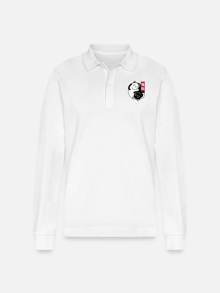 Yin and Yang Cats - Stanley/Stella Organic Unisex Long-Sleeved Polo Shirt Prepster - white