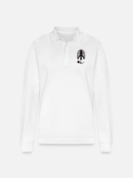 X Ray Maternity Skeleton Rips - Stanley/Stella Organic Unisex Long-Sleeved Polo Shirt Prepster - white