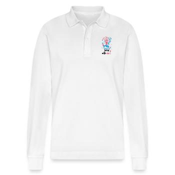 Swim with me - Stanley/Stella Organic Unisex Long-Sleeved Polo Shirt Prepster - white - Front - Anna (173cm) & Nico (186cm)