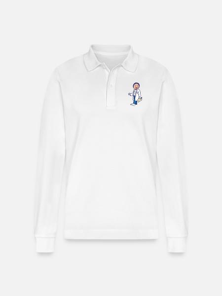 Arzt mit Arztkittel - Stanley/Stella Unisex Bio-Langarm-Poloshirt Prepster - Weiß
