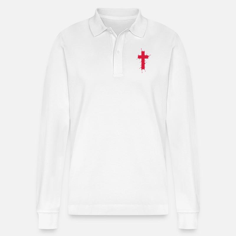 Cross - Stanley/Stella Unisex Bio-Langarm-Poloshirt Prepster - Weiß