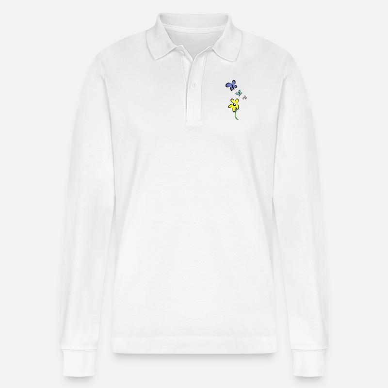Nicht nur eine Blume - Stanley/Stella Unisex Bio-Langarm-Poloshirt Prepster - Weiß