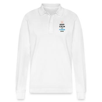 KEEP CALM AND TOWER DIVE - Stanley/Stella Unisex Bio-Langarm-Poloshirt Prepster - Weiß - Vorne - Anna (173cm) & Nico (186cm)