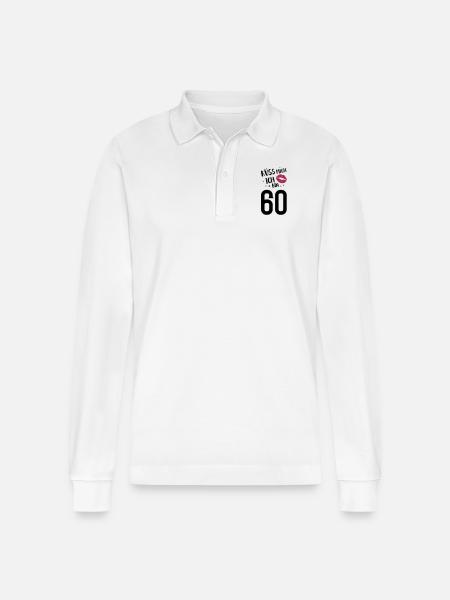 Küss mich ich bin 60 - Stanley/Stella Unisex Bio-Langarm-Poloshirt Prepster - Weiß