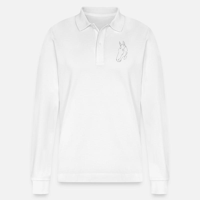 Pferdekopf Deluna - Stanley/Stella Unisex Bio-Langarm-Poloshirt Prepster - Weiß