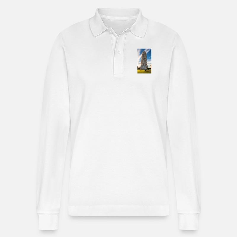 Der Schiefe Turm von Pisa - Stanley/Stella Unisex Bio-Langarm-Poloshirt Prepster - Weiß