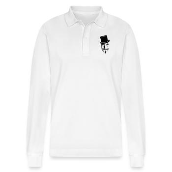 Anonymous Zylinder - Stanley/Stella Unisex Bio-Langarm-Poloshirt Prepster - Weiß - Vorne - Anna (173cm) & Nico (186cm)