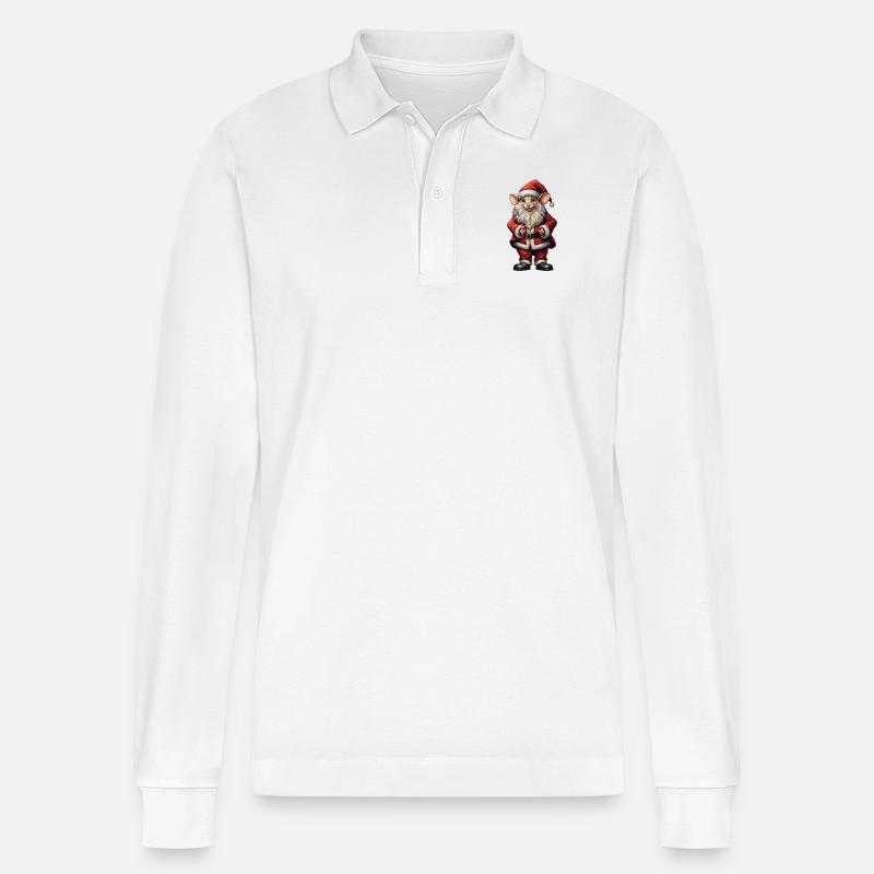 Weihnachtsmaus 🎄🧀 - Stanley/Stella Unisex Bio-Langarm-Poloshirt Prepster - Weiß