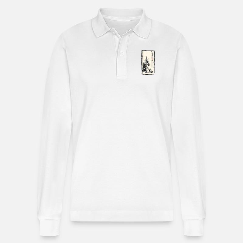 Monk - Stanley/Stella Unisex Bio-Langarm-Poloshirt Prepster - Weiß