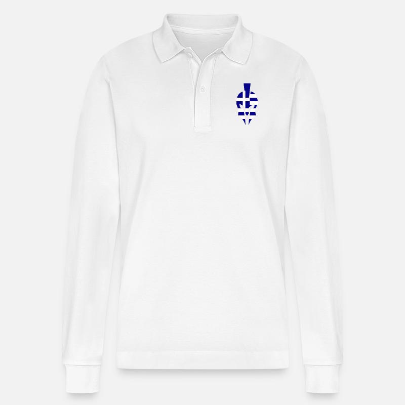 Griechische Helm - Stanley/Stella Unisex Bio-Langarm-Poloshirt Prepster - Weiß