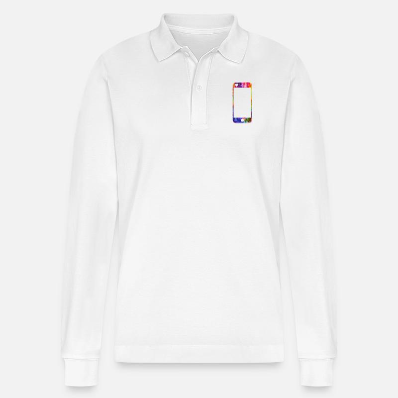 Handy mit Herz - Stanley/Stella Unisex Bio-Langarm-Poloshirt Prepster - Weiß