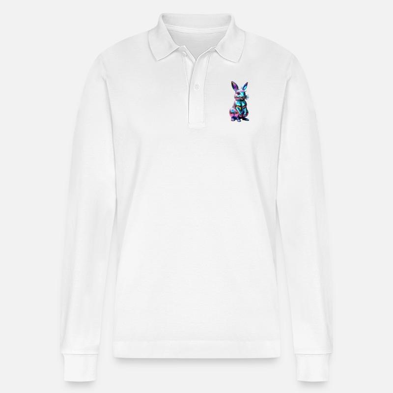 Bunny Rainbow - Stanley/Stella Unisex Bio-Langarm-Poloshirt Prepster - Weiß