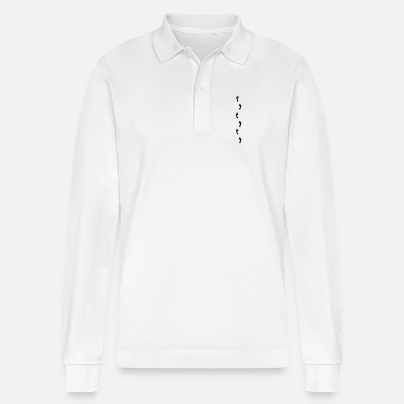 Fußabdruck - Stanley/Stella Unisex Bio-Langarm-Poloshirt Prepster - Weiß
