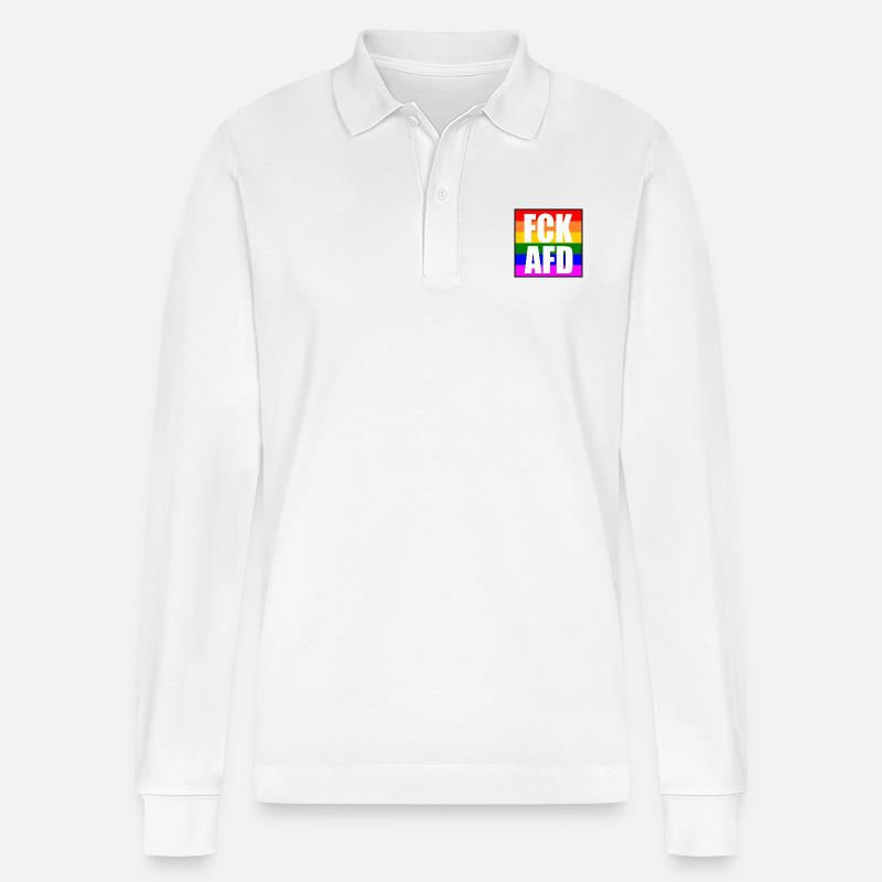 Fck afd - Stanley/Stella Unisex Bio-Langarm-Poloshirt Prepster - Weiß