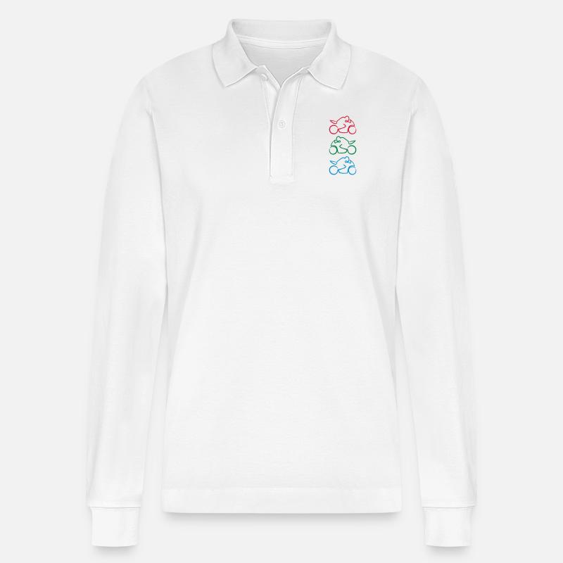 motorcycle 3c - Stanley/Stella Unisex Bio-Langarm-Poloshirt Prepster - Weiß