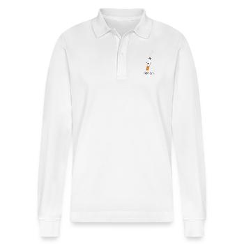 Best Friends Zigarette - Stanley/Stella Unisex Bio-Langarm-Poloshirt Prepster - Weiß - Vorne - Anna (173cm) & Nico (186cm)