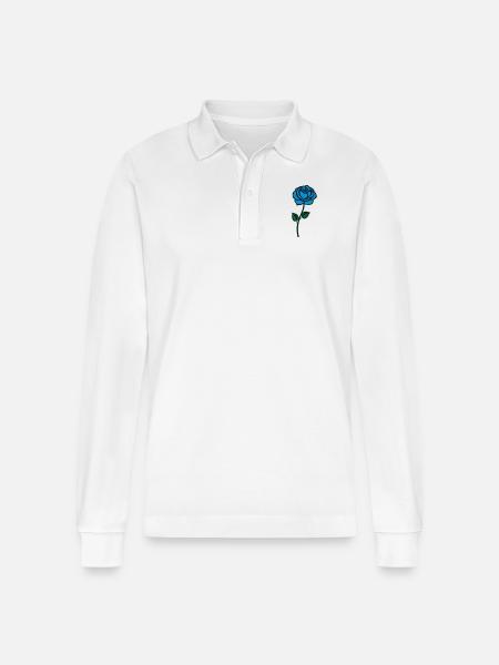 blue__rose - Stanley/Stella Organic Unisex Long-Sleeved Polo Shirt Prepster - white