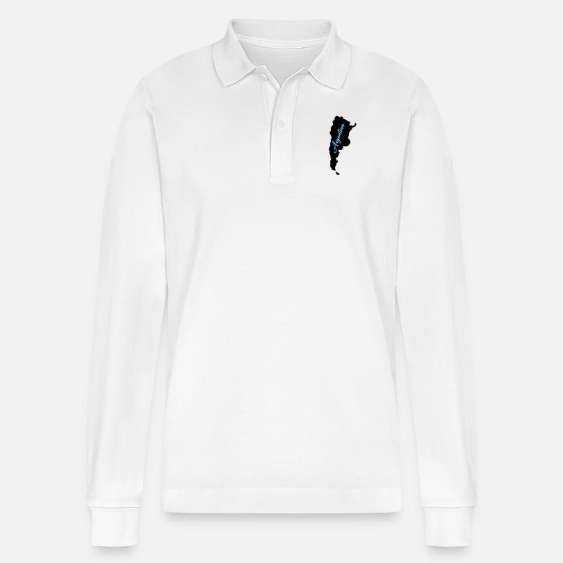 argentinien - Stanley/Stella Unisex Bio-Langarm-Poloshirt Prepster - Weiß