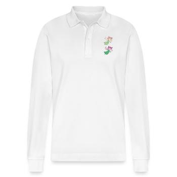 Fee double 2 - Stanley/Stella Organic Unisex Long-Sleeved Polo Shirt Prepster - white - Front - Anna (173cm) & Nico (186cm)