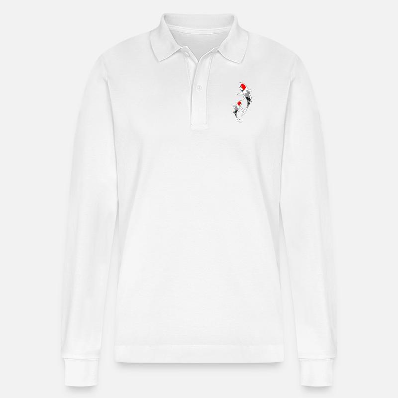 Koi rot - Stanley/Stella Unisex Bio-Langarm-Poloshirt Prepster - Weiß