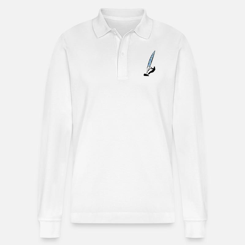 Windsurfing - Stanley/Stella Unisex Bio-Langarm-Poloshirt Prepster - Weiß