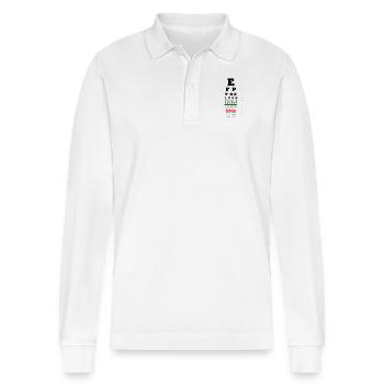 eye test - Stanley/Stella Organic Unisex Long-Sleeved Polo Shirt Prepster - white - Front - Anna (173cm) & Nico (186cm)