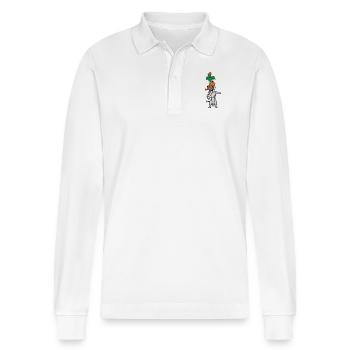 Bremer Stadtmusikanten, vier tierische Freunde - Stanley/Stella Unisex Bio-Langarm-Poloshirt Prepster - Weiß - Vorne - Anna (173cm) & Nico (186cm)