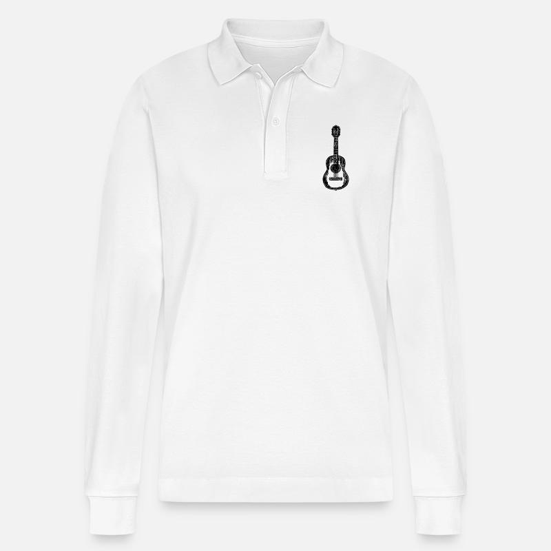 Gitarre Gitarrist - Stanley/Stella Unisex Bio-Langarm-Poloshirt Prepster - Weiß