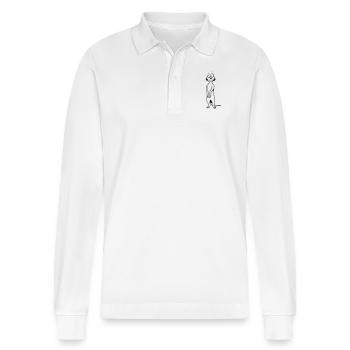 Meerkit cute sweet witty - Stanley/Stella Organic Unisex Long-Sleeved Polo Shirt Prepster - white - Front - Anna (173cm) & Nico (186cm)