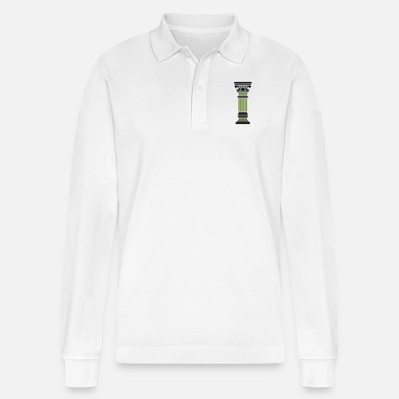 antike säule - Stanley/Stella Unisex Bio-Langarm-Poloshirt Prepster - Weiß