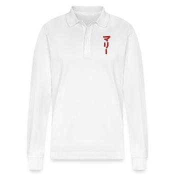 Marie (in Japanese) - Stanley/Stella Organic Unisex Long-Sleeved Polo Shirt Prepster - white - Front - Anna (173cm) & Nico (186cm)