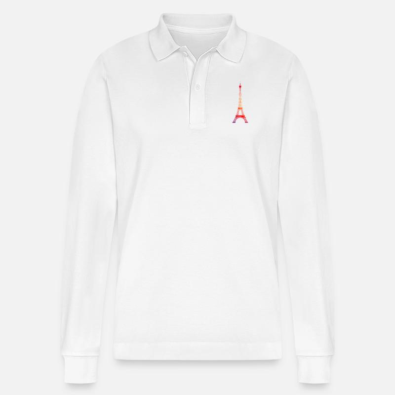 Eifelturm - Stanley/Stella Unisex Bio-Langarm-Poloshirt Prepster - Weiß