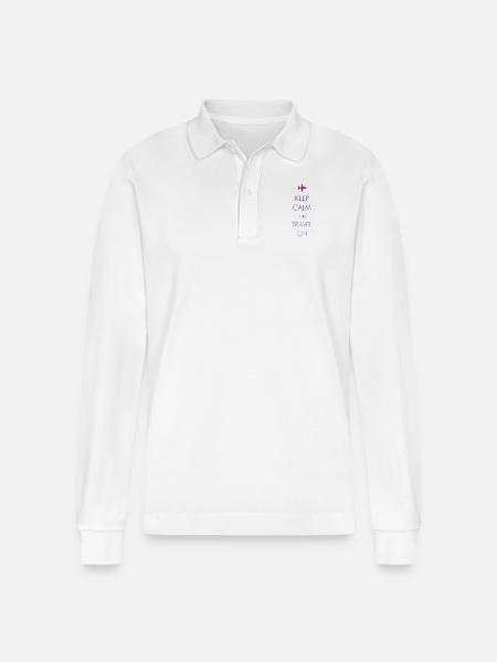 Keep calm and travel on - Stanley/Stella Organic Unisex Long-Sleeved Polo Shirt Prepster - white
