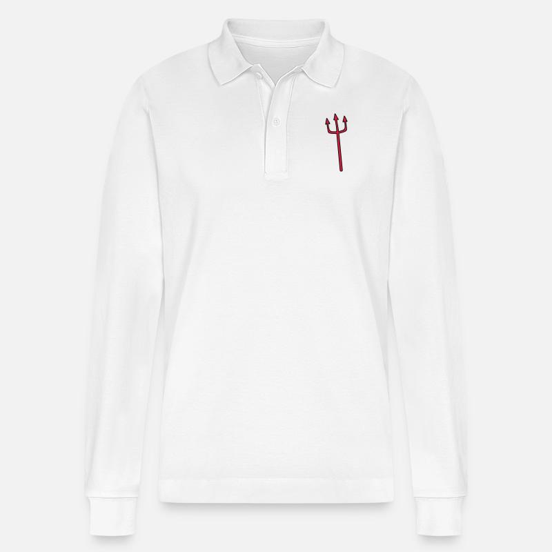 Diable Trident arme autopiqueur - Polo à manches longues bio PREPSTER Stanley/Stella Unisexe - blanc