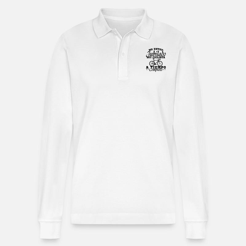 Ich bin Vollzeit-Radfahrer - Stanley/Stella Unisex Bio-Langarm-Poloshirt Prepster - Weiß