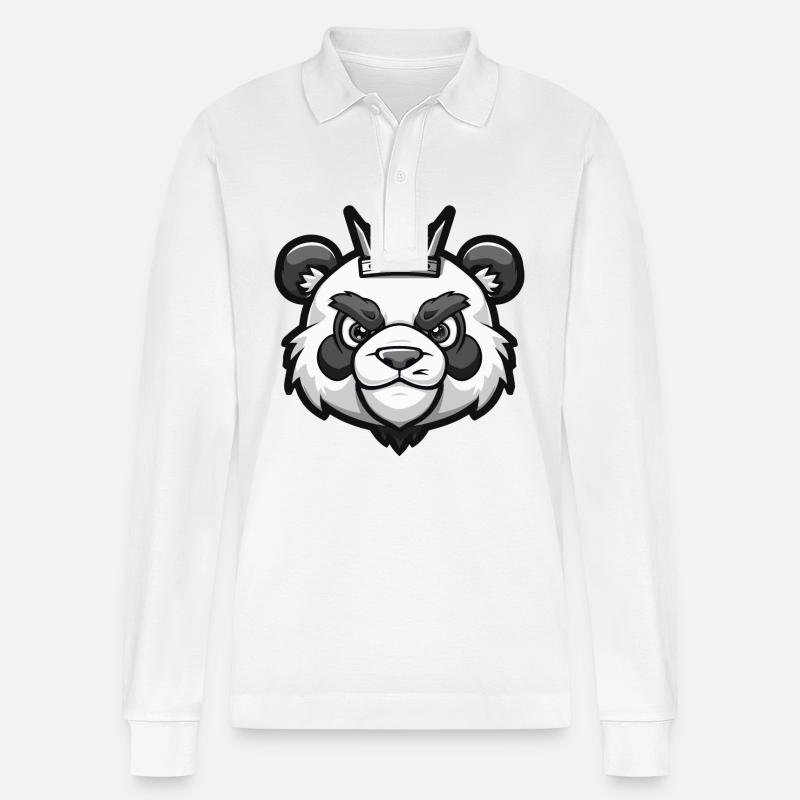 Panda Krone - Stanley/Stella Unisex Bio-Langarm-Poloshirt Prepster - Weiß