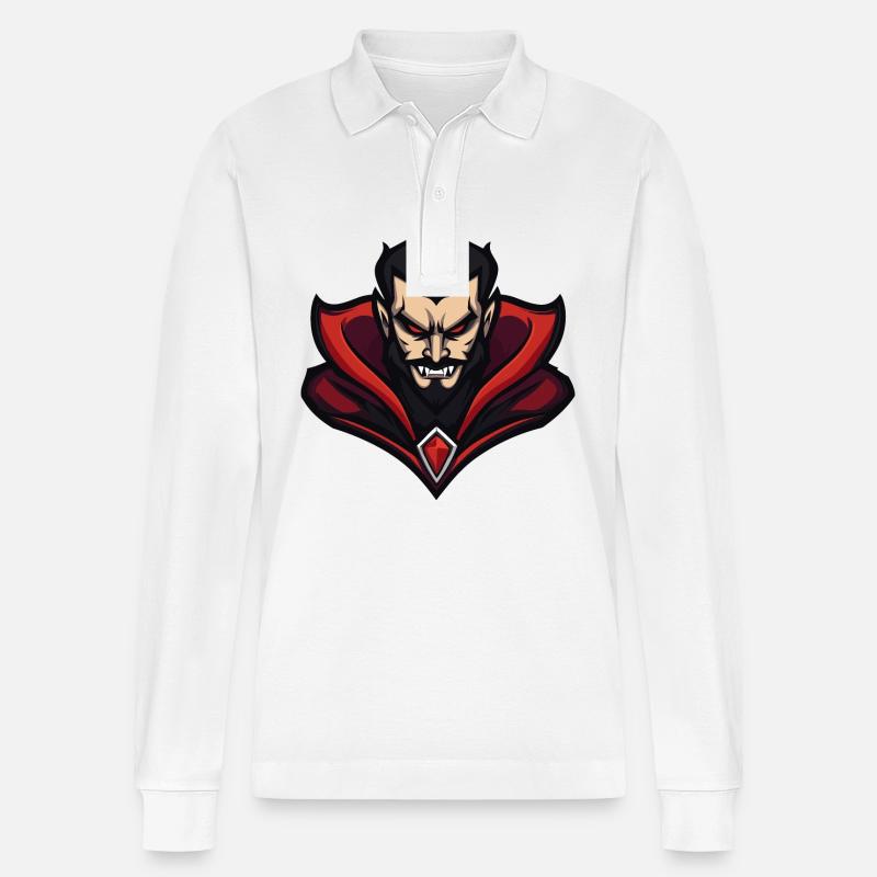 Vampir Halloween Comic - Stanley/Stella Unisex Bio-Langarm-Poloshirt Prepster - Weiß