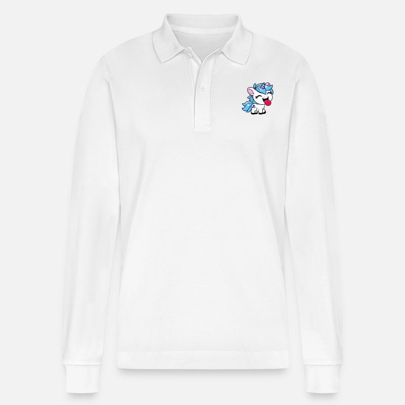 Freches Einhorn - Stanley/Stella Unisex Bio-Langarm-Poloshirt Prepster - Weiß