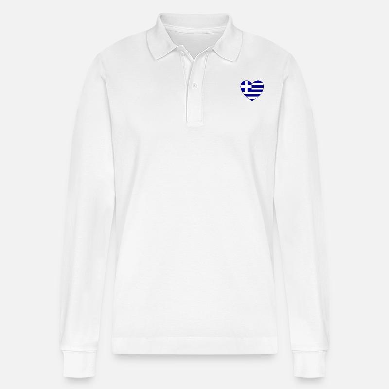 Grèce Drapeau Coeur de Hellas - Polo à manches longues bio PREPSTER Stanley/Stella Unisexe - blanc