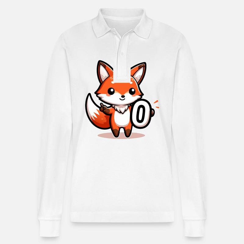 Entzückender Zero Fox Left - Stanley/Stella Unisex Bio-Langarm-Poloshirt Prepster - Weiß
