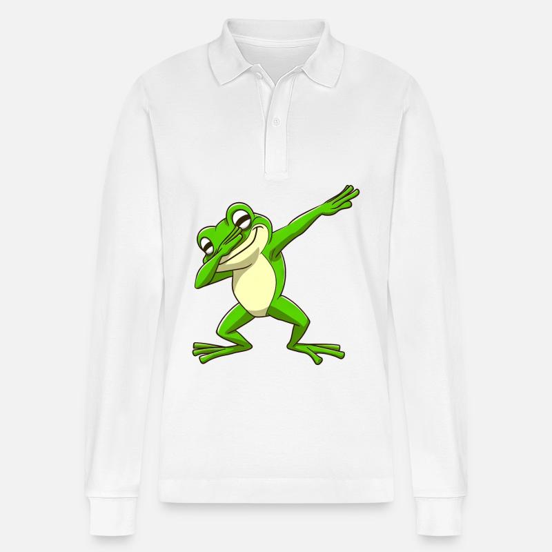 Cool Frog Dabbing Pose Tendance - Polo à manches longues bio PREPSTER Stanley/Stella Unisexe - blanc