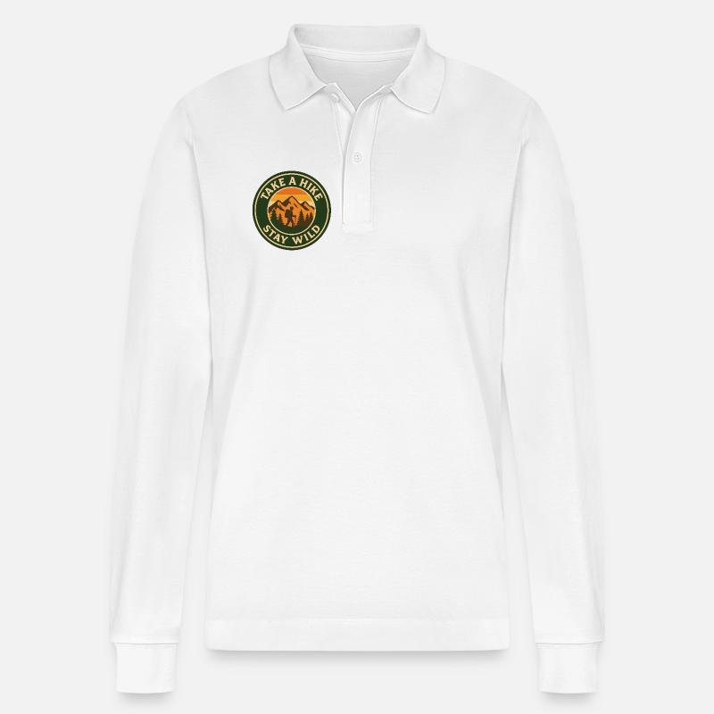 Take A Hike - Stay Wild - Stanley/Stella Unisex Bio-Langarm-Poloshirt Prepster - Weiß