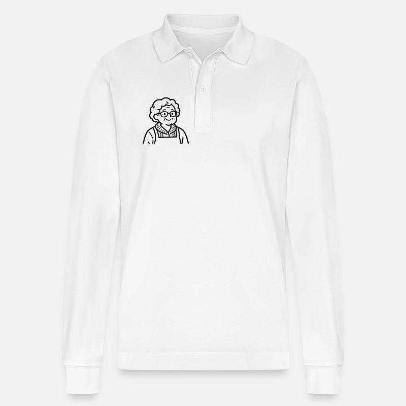 Großmutter im Strickcardigan - Stanley/Stella Unisex Bio-Langarm-Poloshirt Prepster - Weiß