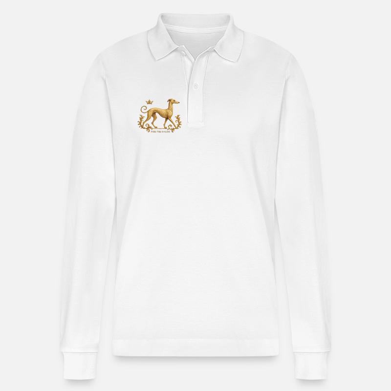 Libérez le Galgo - Broderie n°01 - Polo à manches longues bio PREPSTER Stanley/Stella Unisexe - blanc