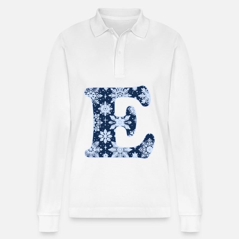 Buchstabe E Schneeflocken - Stanley/Stella Unisex Bio-Langarm-Poloshirt Prepster - Weiß